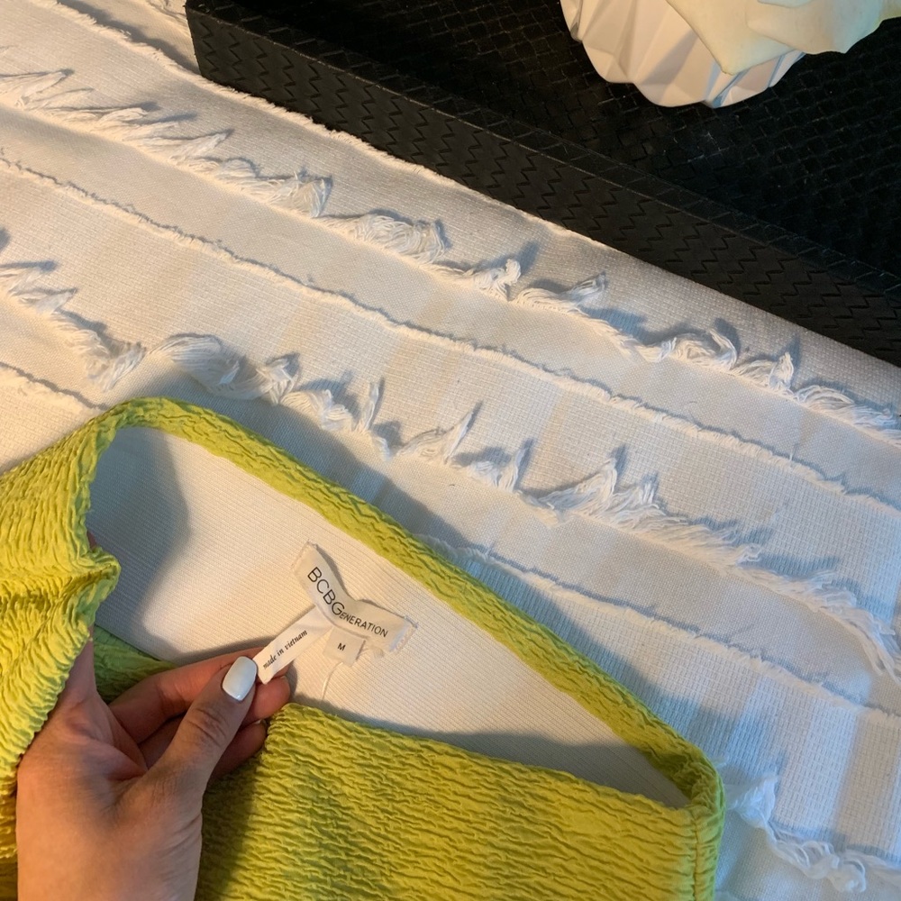 Neon Yellow Lime BCBGeneration Mini Skirt - Picture 8 of 8